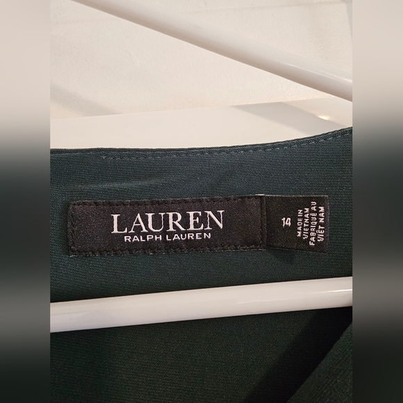 Lauren Ralph Lauren Women's Green Ruched Cowl-Neck Sheath Dress Size 14 - Picture 3 of 5